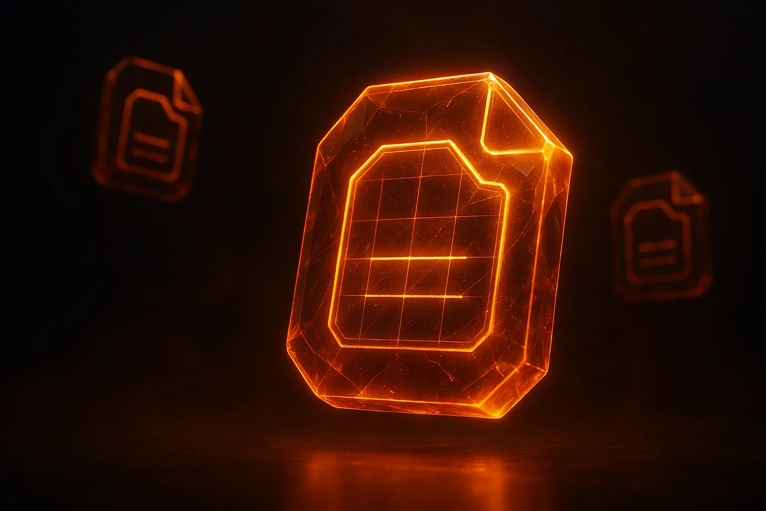 Glowing 3D file format crystals