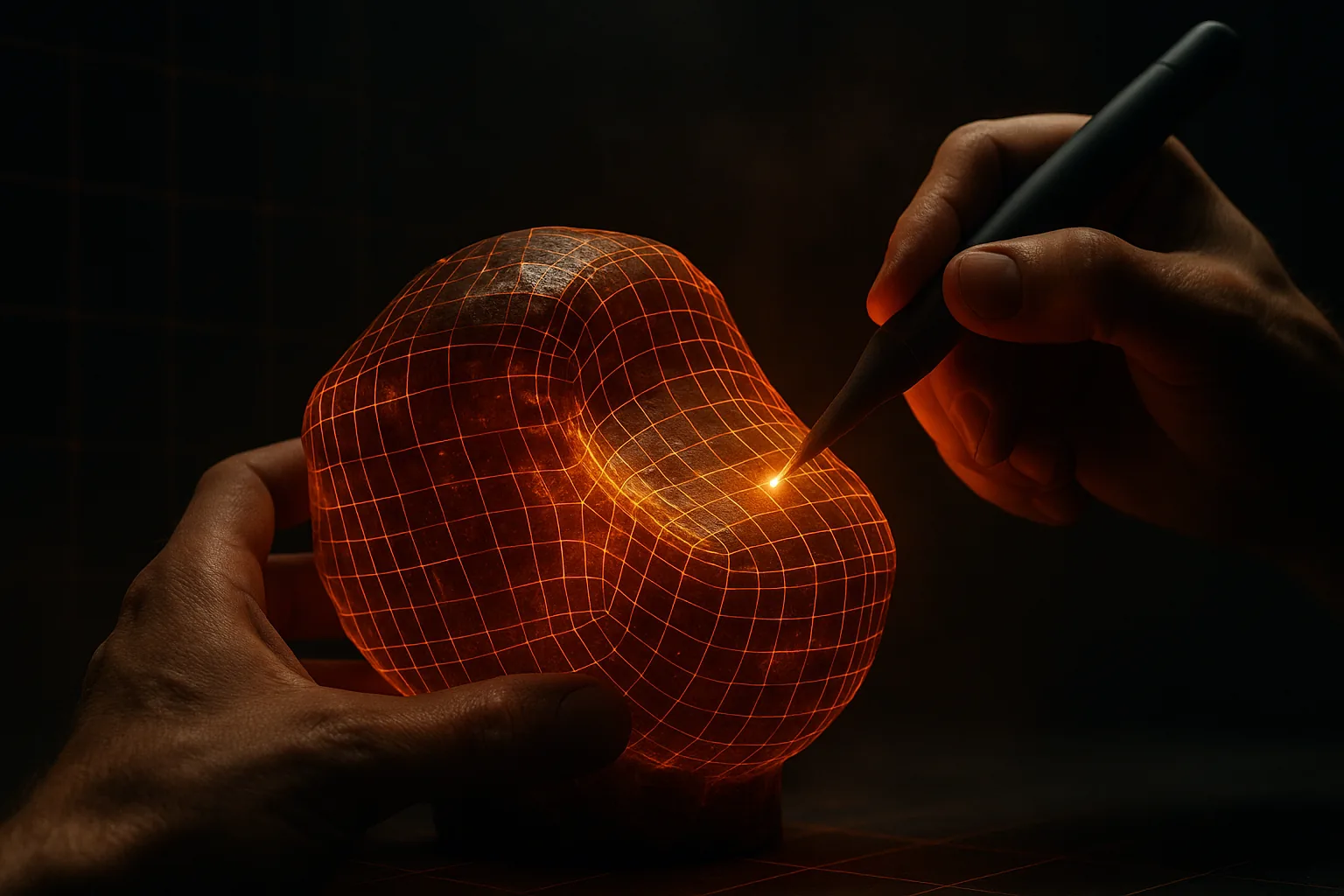 Sculpting a 3D mesh with digital tools