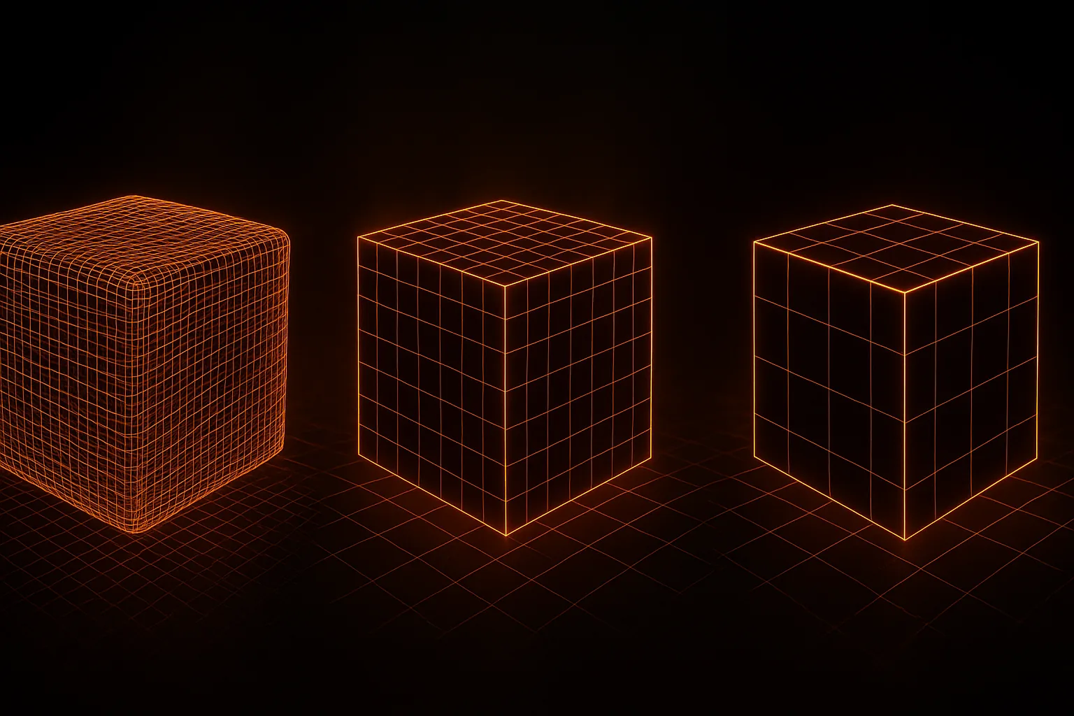A model at decreasing wireframe densities