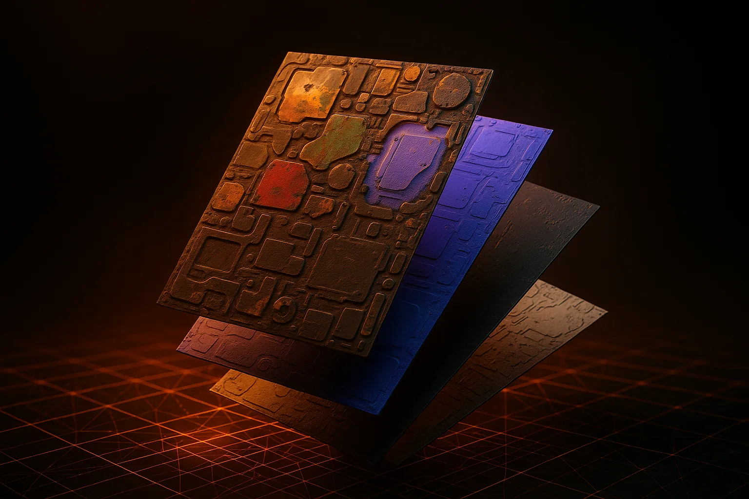 The four PBR texture maps stacked