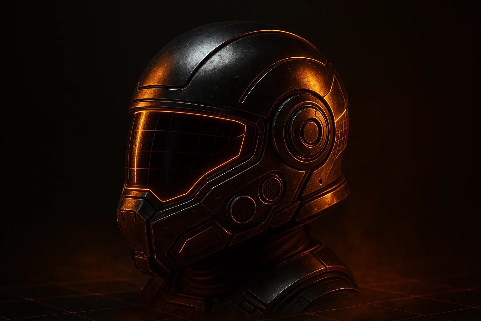 A helmet rendered with PBR materials